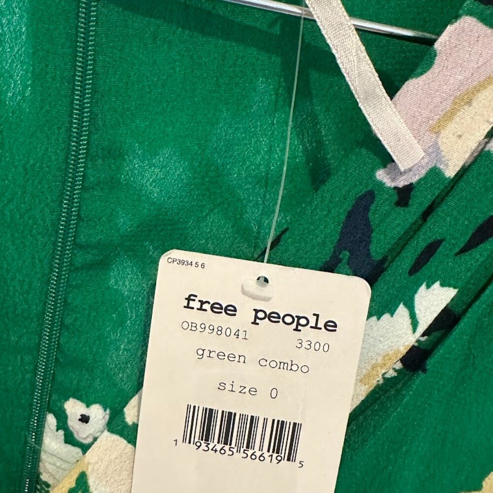 Tags on! Free People Green Floral Dress Size 0 - Picture 3 of 3